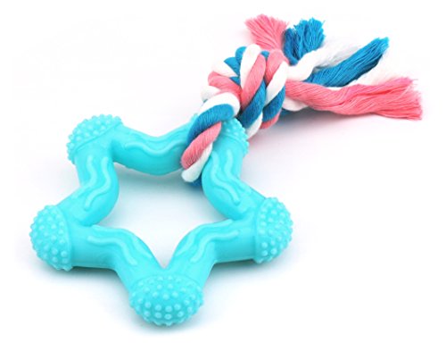 Comtim Puppy Chew Toys, Dog Durable Teething Chew Toy with Rope for Puppies and Small Dogs,Blue Star