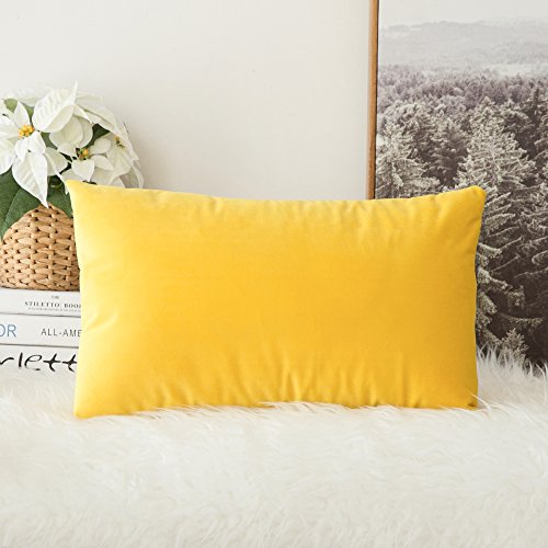 Miulee Velvet Soft Soild Decorative Square Throw Pillow Covers Set Cushion Case for Sofa Bedroom Car 12 x 20 Inch 30 x 50 Cm
