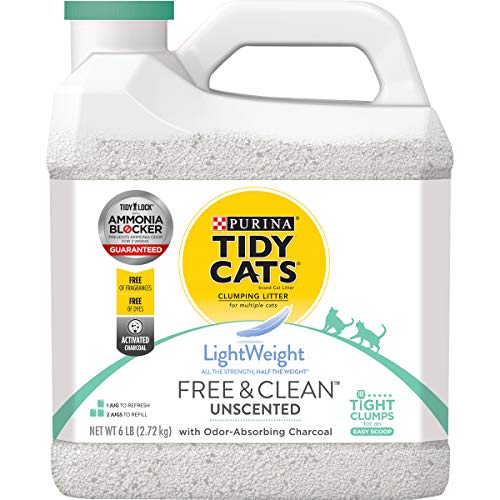 Purina Tidy Cats Light Weight, Low Dust, Clumping Cat Litter, LightWeight Free & Clean Unscented, Multi Cat Litter - (3) 6 lb. Jugs