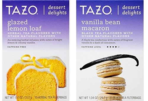 Book Cover Tazo Dessert Inspired Flavored Tea 2 Flavor Variety Bundle, (1) each: Glazed Lemon Loaf and Vanilla Bean Macaron (15 Count)