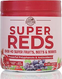 Book Cover Country Farms Super Reds Energizing Polyphenol Superfood, Antioxidants, Drink Mix, 20 Servings