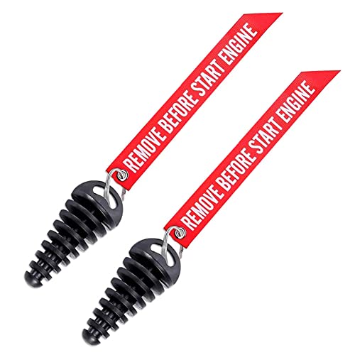 MELIFE 0.6"-1.5" Muffler Exhaust Wash Plug, Motorcycle Dirt Bike 2 Stroke with Streamer Rubber Exhaust Silencer (2 Pack)