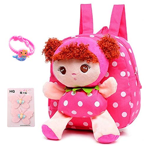 Suerico Cute Kids Toddler Backpack Plush Toy Backpack Snack Travel Bag Pre-School bags For Girls 1-5years (pink)