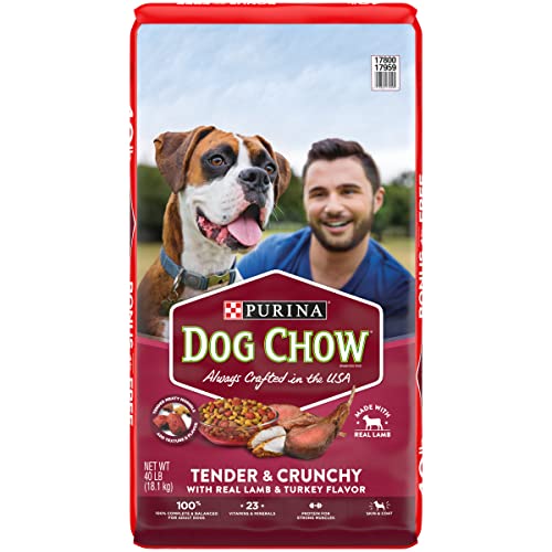 Purina Dog Chow High Protein Dry Dog Food, Tender & Crunchy With Real Lamb & Turkey Flavor - 40 lb. Bag
