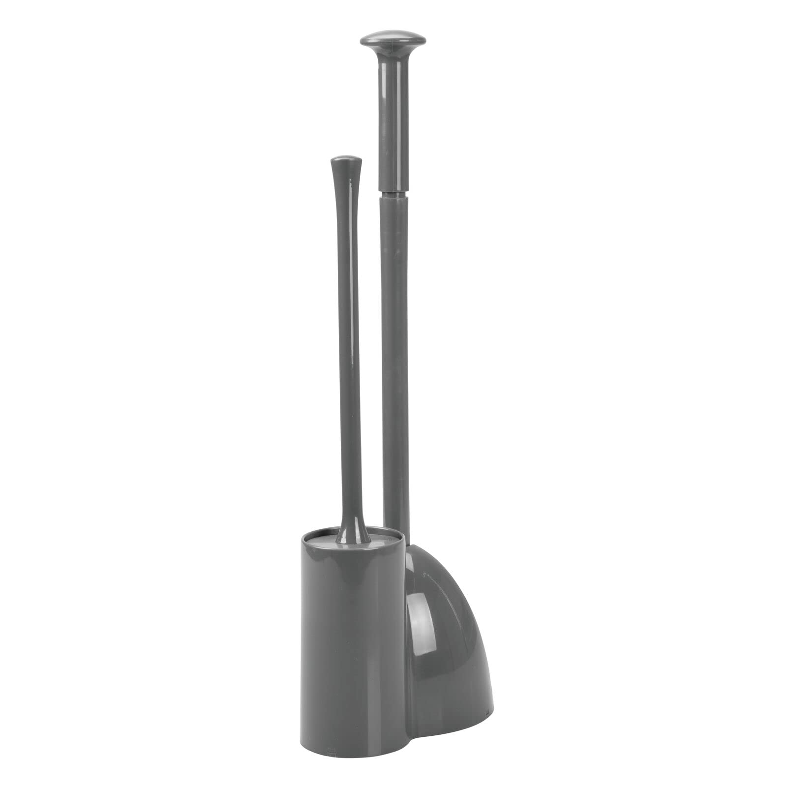 mDesign Hidden Plunger and Brush Set for Toilet Bowl - Brush Cleaner and Plunger Combo with Holder Caddy for Bathroom - Modern Toilet Brush and Plunger Set - Aura Collection - Charcoal Gray Slate Gray