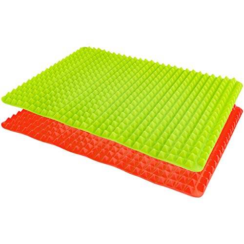 Raised Silicone Baking Mat – Non-Stick Oven Tray Liner for Cooking & Baking, Red and Green, Set of 2