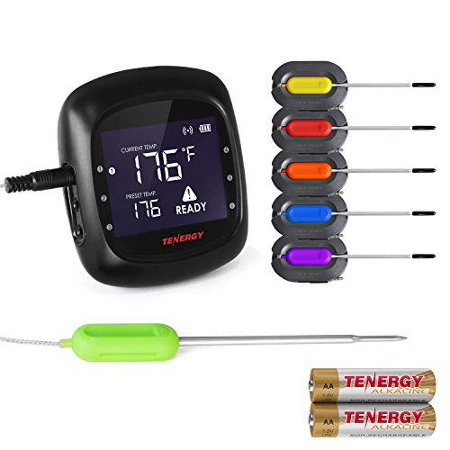 Book Cover Tenergy Solis Digital Meat Thermometer, APP Controlled Wireless Bluetooth Smart BBQ Thermometer with 6 Stainless Steel Probes and Large LCD Display, Cooking Thermometer for Grill and Smoker