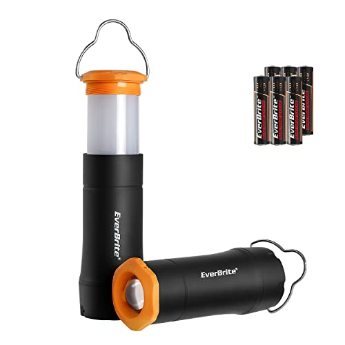 Book Cover EverBrite 2-in-1 Mini Lanterns and Flashlights with 3 Modes, 2 Pack Portable Outdoor LED Zoomable Torches, AAA Batteries Included - for Hurricane Supplie Camping, Hiking, Night Walking, Emergency