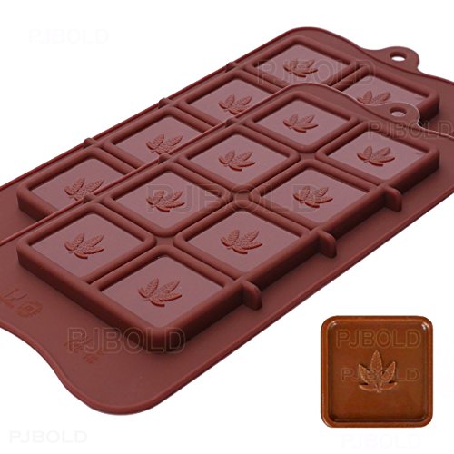 Book Cover Marijuana Leaf Chocolate Bar Silicone Candy Mold Trays, 2 Pack