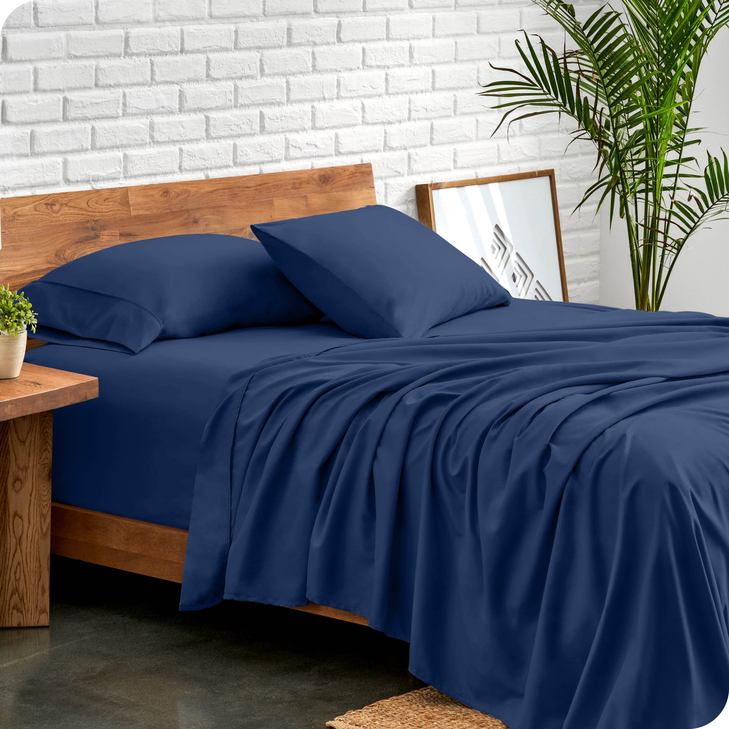 Book Cover Bare Home Twin Sheet Set - 1800 Ultra-Soft Microfiber Twin Bed Sheets - Double Brushed - Deep Pockets - Easy Fit - Extra Soft - 3 Piece Set - Bedding Sheets & Pillowcases (Twin, Dark Blue) Twin 12 - Dark Blue
