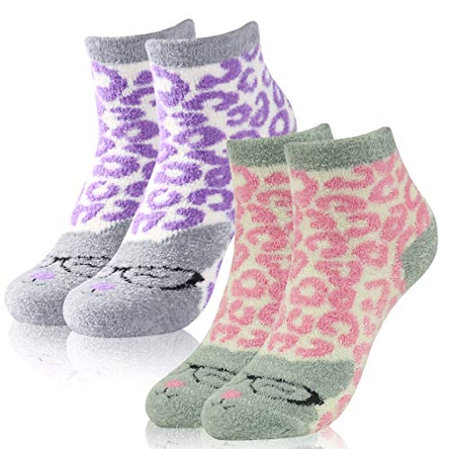 Womens Slipper Socks,Vive Bears Silky Fuzzy Cozy Cartoon Animal Anti Slip Winter Crew Socks