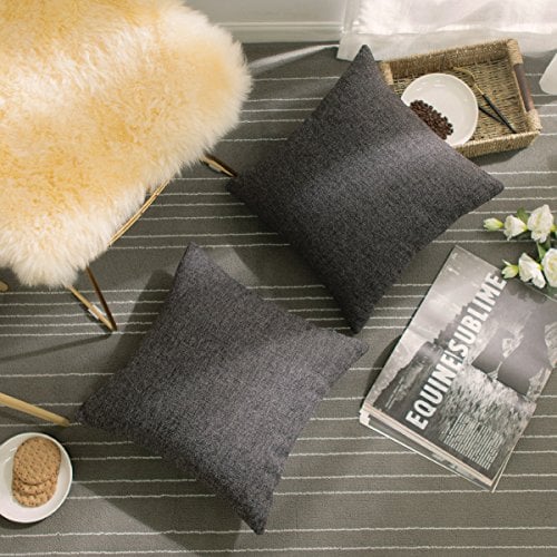 Book Cover Home Brilliant Decorative Pillowcases Striped Chenille Velvet Plush Square Throw Pillow Cover Sofa Cushion Covers for Couch, Set of 2, 18x18 inch (45cm), Brown