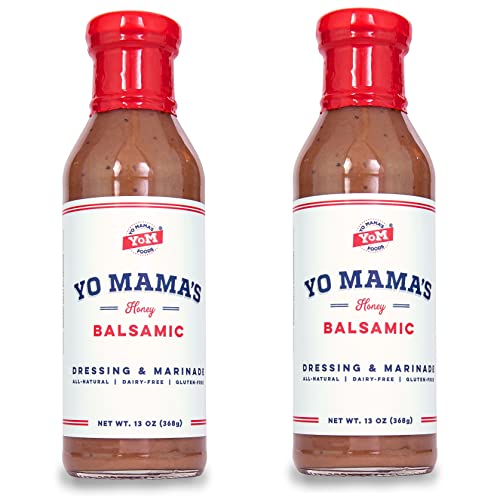 Gourmet Natural Balsamic Vinaigrette Dressing and Marinade by Yo Mama's Foods - Pack of (2) - Low Carb, Low Sodium, and Gluten-Free