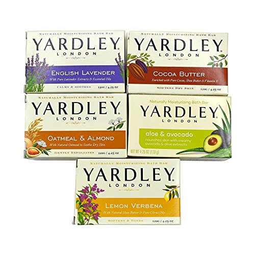 Yardley London Soap Bath Bar Bundle - 10 Bars: English Lavender, Oatmeal and Almond, Aloe and Avocado, Cocoa Butter, Lemon Verbena 4.25 Ounce Bars (Pack of 10 Bars, Two of each)