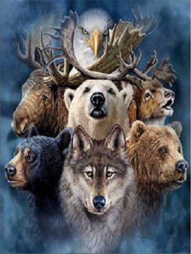 Book Cover DIY 5D Diamond Painting Kit Embroidery Rhinestone Cross Stitch Arts for Craft Home Wall Decor Deer Bear Wolf 30 x 40 cm / 11.87 x 15.75 inches