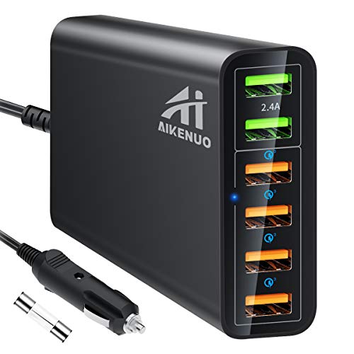 Car Charger, AI AIKENUO 96W Quick Charge USB Cars Charger Adapter, 12V-24V Multi Ports QC 3.0 USB Auto Splitter Fast Charging for Galaxy S10 S9 Plus, Compatible with iPhone & Android
