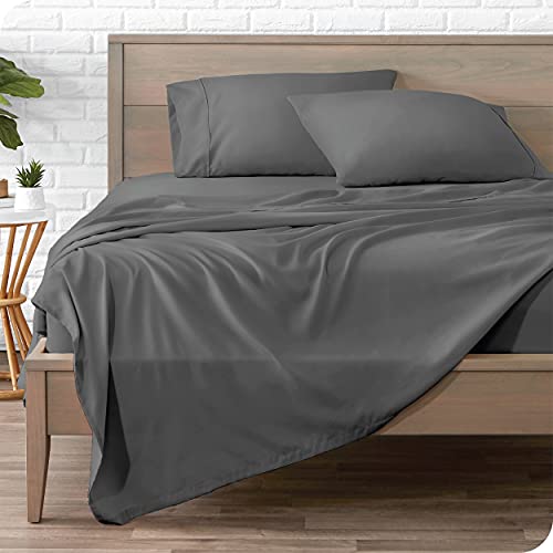 Book Cover Bare Home Twin XL Sheet Set - College Dorm Size - Premium 1800 Ultra-Soft Microfiber Twin Extra Long Sheets - Double Brushed - Twin XL Sheets Set - Deep Pocket - Bed Sheets (Twin XL, Grey)