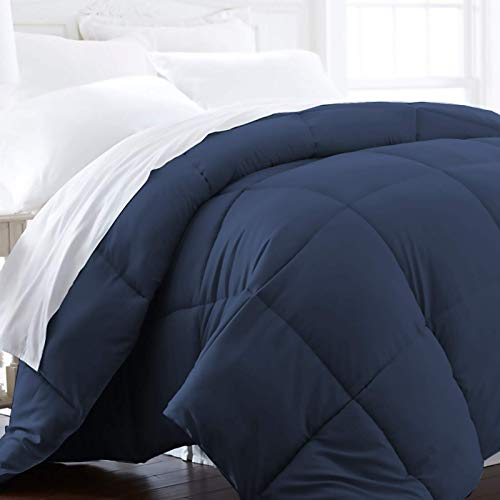 Book Cover Beckham Hotel Collection 1600 Series - Lightweight - Luxury Goose Down Alternative Comforter - Hotel Quality Comforter - Full/Queen - Navy Blue