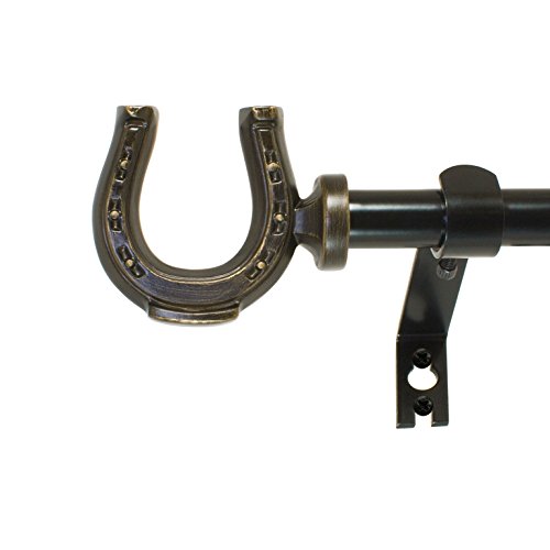 Decopolitan Horseshoe 5/8" Curtain Rod Set, 86 to 128 Inches, Bronze
