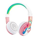 BuddyPhones Wave, Foldable Waterproof Bluetooth Headphones, SafeAudio Volume-Limiting Options 75/85/94dB, Works Wired or Wireless, for Toddlers to Young Adults by Onanoff (Unicorn)