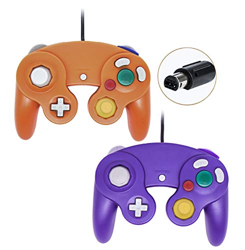 Wired Gamecube Controllers for Nintendo Wii Game Cube Switch Console (Orange and Purple)