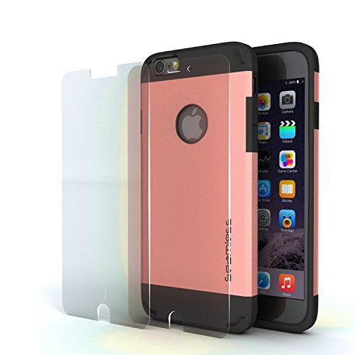 iPhone 7 | 8 (4.7) CASE - Cover + Tempered Glass Screen Protector, Best for Apple i Phone - Cool, Heavy Duty Cases, Shock Absorbing TPU - Shockproof Protective Covers-Rose Gold, Seamless