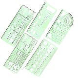 Unime 5PCS Expanded House Plan Template Measuring Templates Geometric Rulers for Office and School, Building formwork, Drawings templates