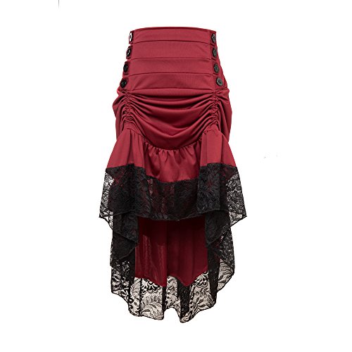 Book Cover Alex sweet Adjustable Ruffle High Low Gothic Skirt Plus Size Steampunk Corset Skirt Long Dress