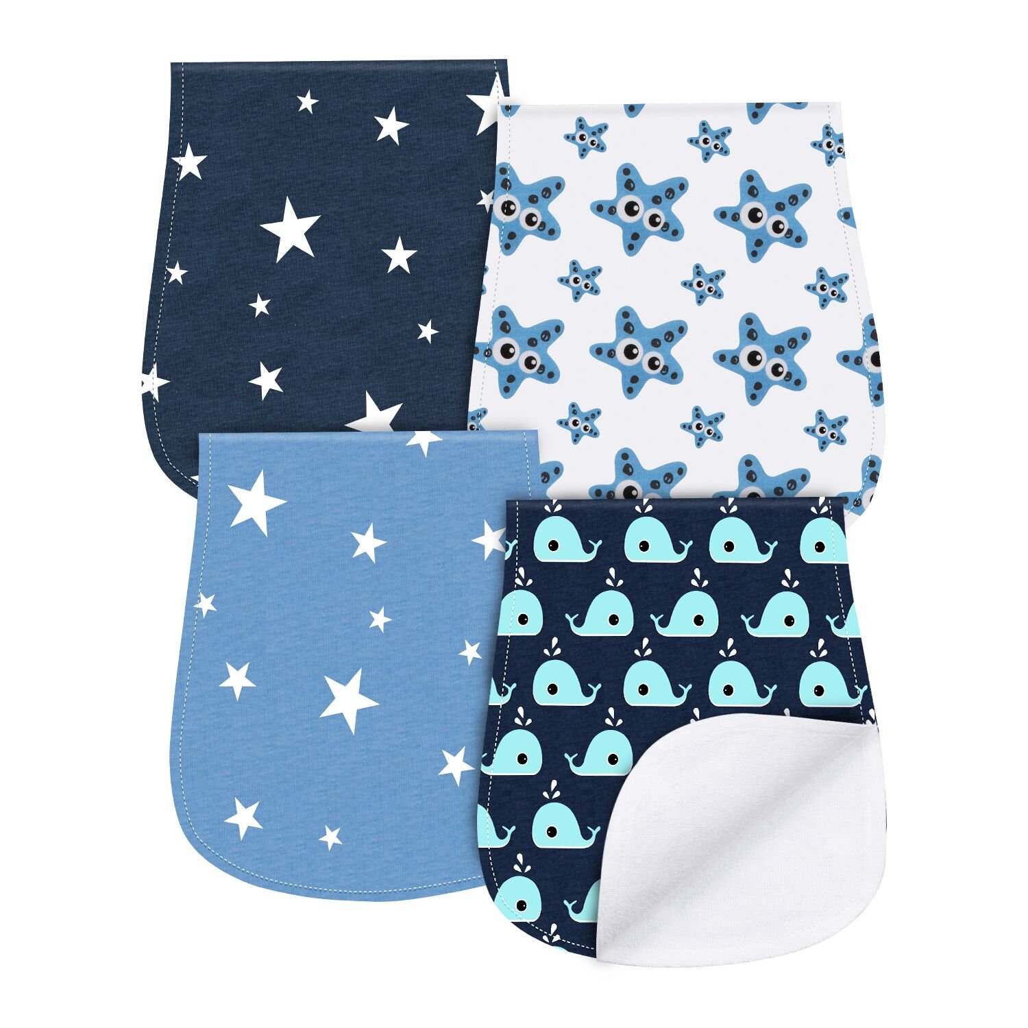 Baby Burp Cloths 4 Pack Triple Layer Burping Rags Soft and Absorbent for Boys Girls by YOOFOSS