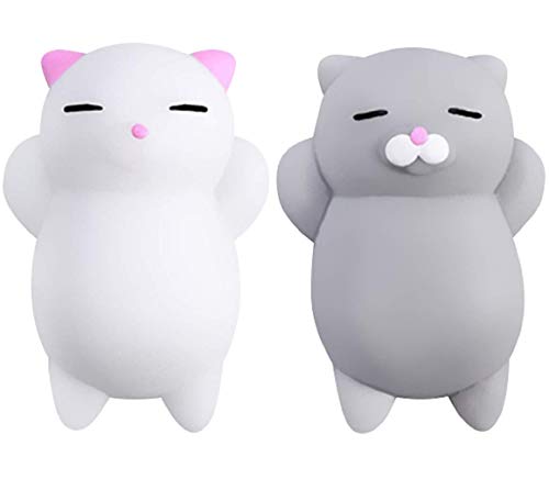 Nutty Toys Squishy Cat Set - 2 Soft Silicone Kawaii Kitties, Top Stress Relief Sensory Gifts 2021, Unique Birthday Idea for Kids & Adults, Best Teen Girls, Teenage Boys & Tweens Easter Basket Present