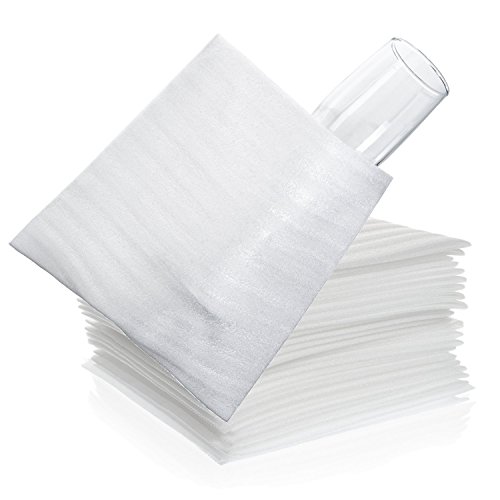 Foam Packing Pouches (60 Count), Glassware Cushion Foam Sleeves, 7 3/8" x 7 1/2" Durable Moving Foam Wrap to Protect Wine Glasses, Glass Cups & Huge Mugs, Quality Packing Material & Moving Supplies
