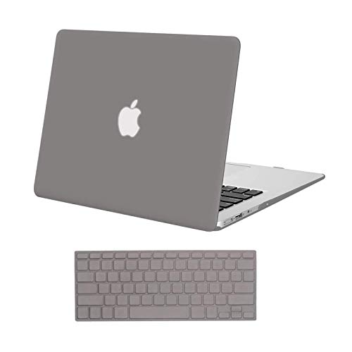 Book Cover MOSISO Plastic Hard Shell Case & Keyboard Cover Skin Only Compatible with MacBook Air 11 inch (Models: A1370 & A1465), Gray