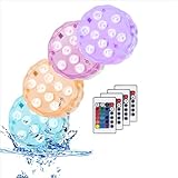 Huakway Remote Controlled Submersible Lights, 16 Multi-Colors 4 Modes LED Lights with Battery Powered (4-Pack)