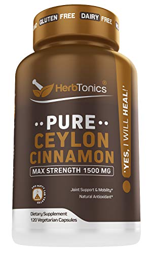 Ceylon Cinnamon Capsules 1500 mg 120 Capsules, True Ceylon Cinnamon Blood Sugar Levels Support Supplement - Sri Lanka Cinnamon Ceylon Powder Joint Support
