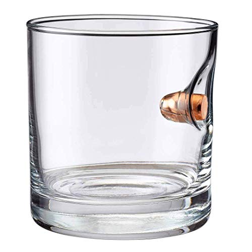 [set of 2] BenShot"Bulletproof"- Rocks Glass with Real Bullet (0.45ACP) Made in the USA