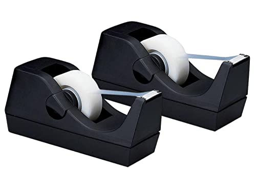 1InTheOffice Tape Dispenser Desk, Desktop Tape Dispenser, Black"2 Pack" (Tape Dispenser)