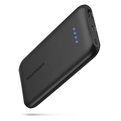 Quick Charge 3.0 RAVPower 10000mAh Portable Charger with QC 3.0 Input & Output, Ultra-Slim 10000 Power Bank with High-Density Li-Polymer Battery Pack for iPhone 11, iPad, Galaxy and More