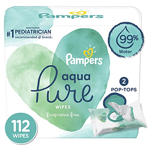 Book Cover Pampers Aqua Pure, Sensitive Water Baby Diaper Wipes, 112 Total Wipes