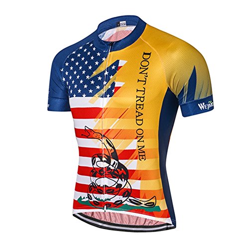 Weimostar USA Flag Men's Cycling Jersey Short Sleeve Reflective Bike Clothes Size XL