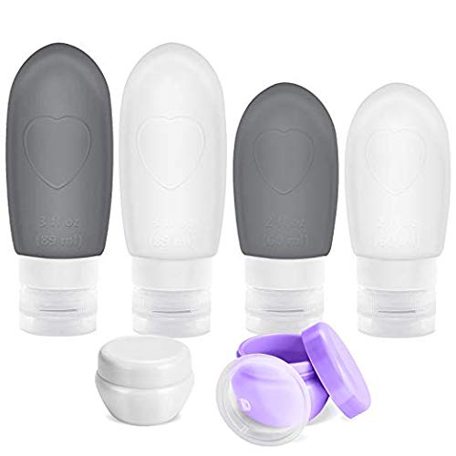 Book Cover Oursunshine Travel Bottles,Leakproof Silicone Refillable Travel Containers,Squeezable Travel Tube Sets Cosmetic Toiletry Containers for Shampoo Lotion Soap (3oz or 2oz)