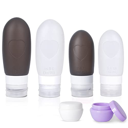Oursunshine Travel Bottles,Leakproof Silicone Refillable Travel Containers,Squeezable Travel Tube Sets Cosmetic Toiletry Containers for Shampoo Lotion Soap (3oz or 2oz)