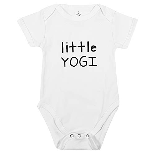 TREELANCE Yoga Onesie Baby. Organic Cotton White Yoga Baby Clothes. Yoga Onesie for Babies. Organic Baby Shower Yoga Gift. Little Yogi 6 Months.