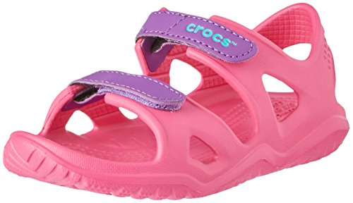 Crocs Kids' Swiftwater Mesh Wave Sandals, Black/Volt Green, 12 Little Kid