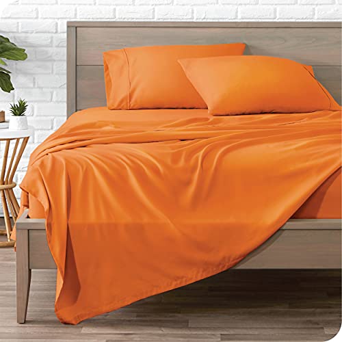 Bare Home Twin XL Sheet Set - College Dorm Size - Premium 1800 Ultra-Soft Microfiber Twin Extra Long Sheets - Double Brushed - Twin XL Sheets Set - Deep Pocket - Bed Sheets (Twin XL, Orange)