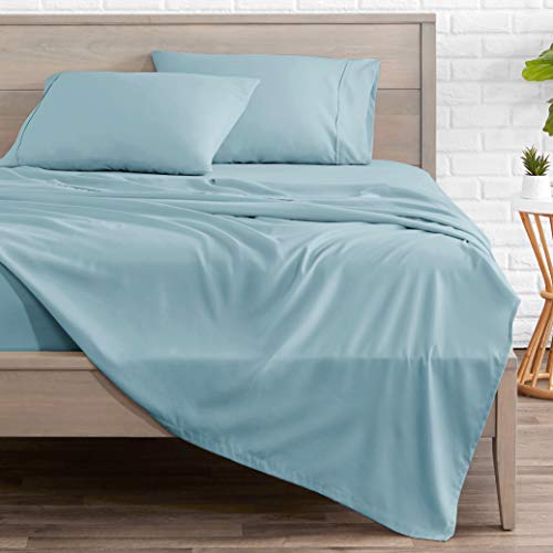 Book Cover Bare Home Twin XL Sheet Set - College Dorm Size - Premium 1800 Ultra-Soft Microfiber Sheets Twin Extra Long - Double Brushed - Hypoallergenic - Wrinkle Resistant (Twin XL, Light Blue)