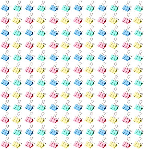 Etmact Colorful Metal Binder Clips, Assorted Colors and Size 3/4-Inch, 144 Clips Binder Clip Binder Clips Paper Clips Metal Clips Mini Binder Black Binder Clips Binder Clips Small