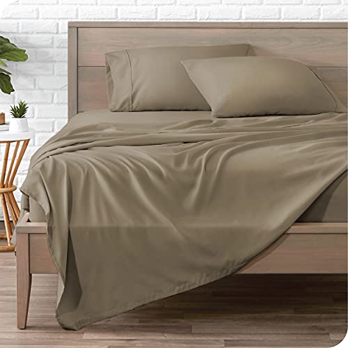 Book Cover Bare Home Twin XL Sheet Set - College Dorm Size - Premium 1800 Ultra-Soft Microfiber Twin Extra Long Sheets - Double Brushed - Twin XL Sheets Set - Deep Pocket - Bed Sheets (Twin XL, Taupe)