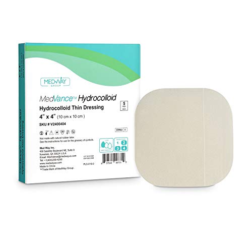 MedVance TM Hydrocolloid â€“ Hydrocolloid Adhesive Thin Dressing, 4"x4", Box of 5 dressings