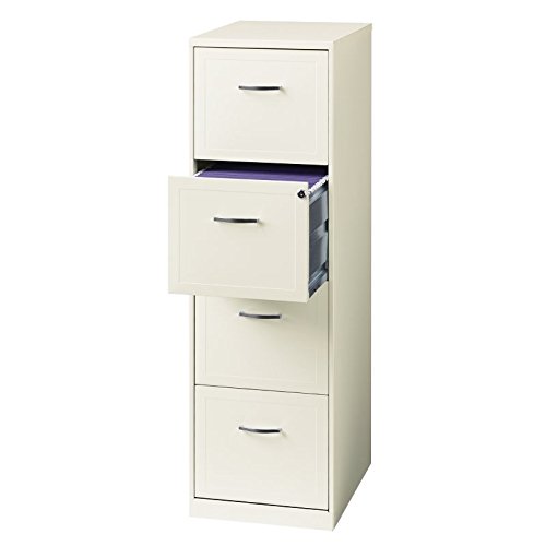 Office Dimensions 18" Deep 4 Drawer Vertical File Metal File Cabinet, Letter-Sized, Pearl White