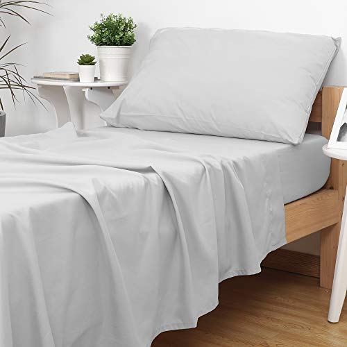 TILLYOU 3-Piece Softer Microfiber Toddler Sheet Set (Silver Gray, Fitted Sheet, Top Flat Sheet and Envelope Pillowcase) - Silky Soft Crib Sheets Toddler Bed Set - Baby Bedding Sheet & Pillowcase Sets